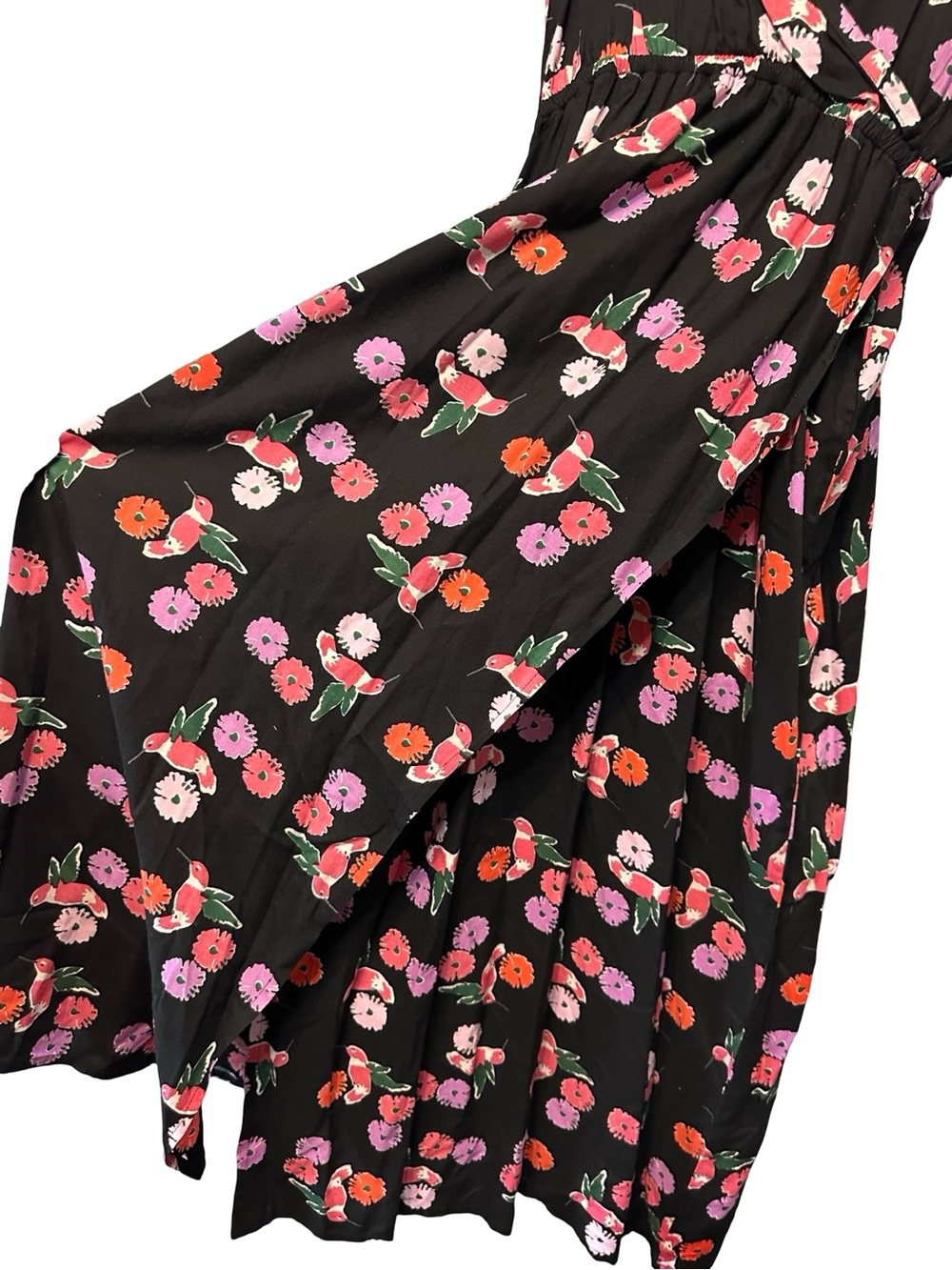 Emerson Fry India Collection Bird Floral Midi Dress Boho Wrap Sundress SZ Medium - Picture 8 of 15